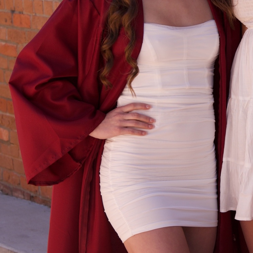 White Ruched Princess Polly Mini Dress